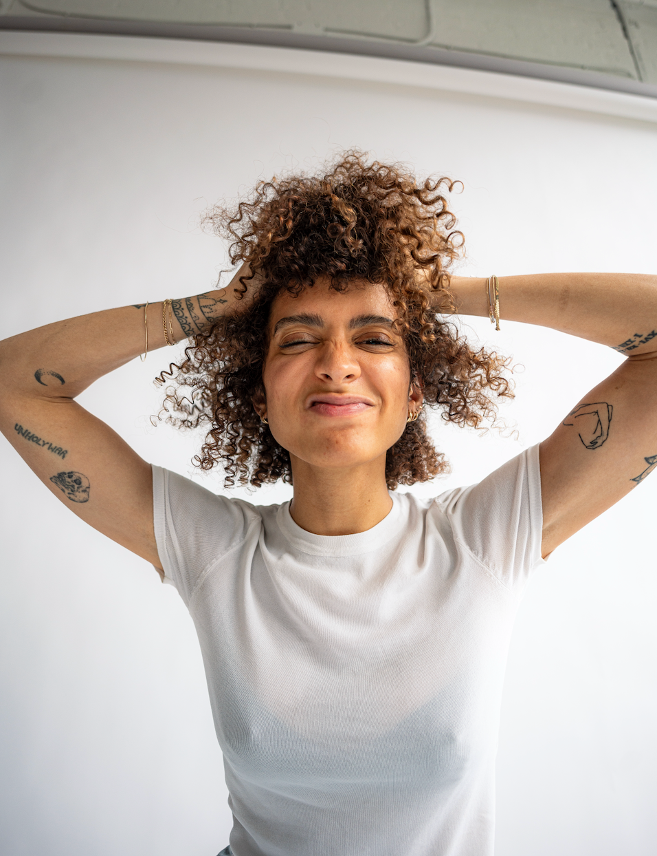 woman with healthy curly hair